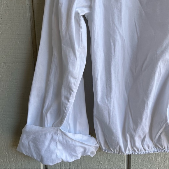 Veronica Beard White Cotton Wrap Blouse Long Sleeves Size 6 - Picture 7 of 8